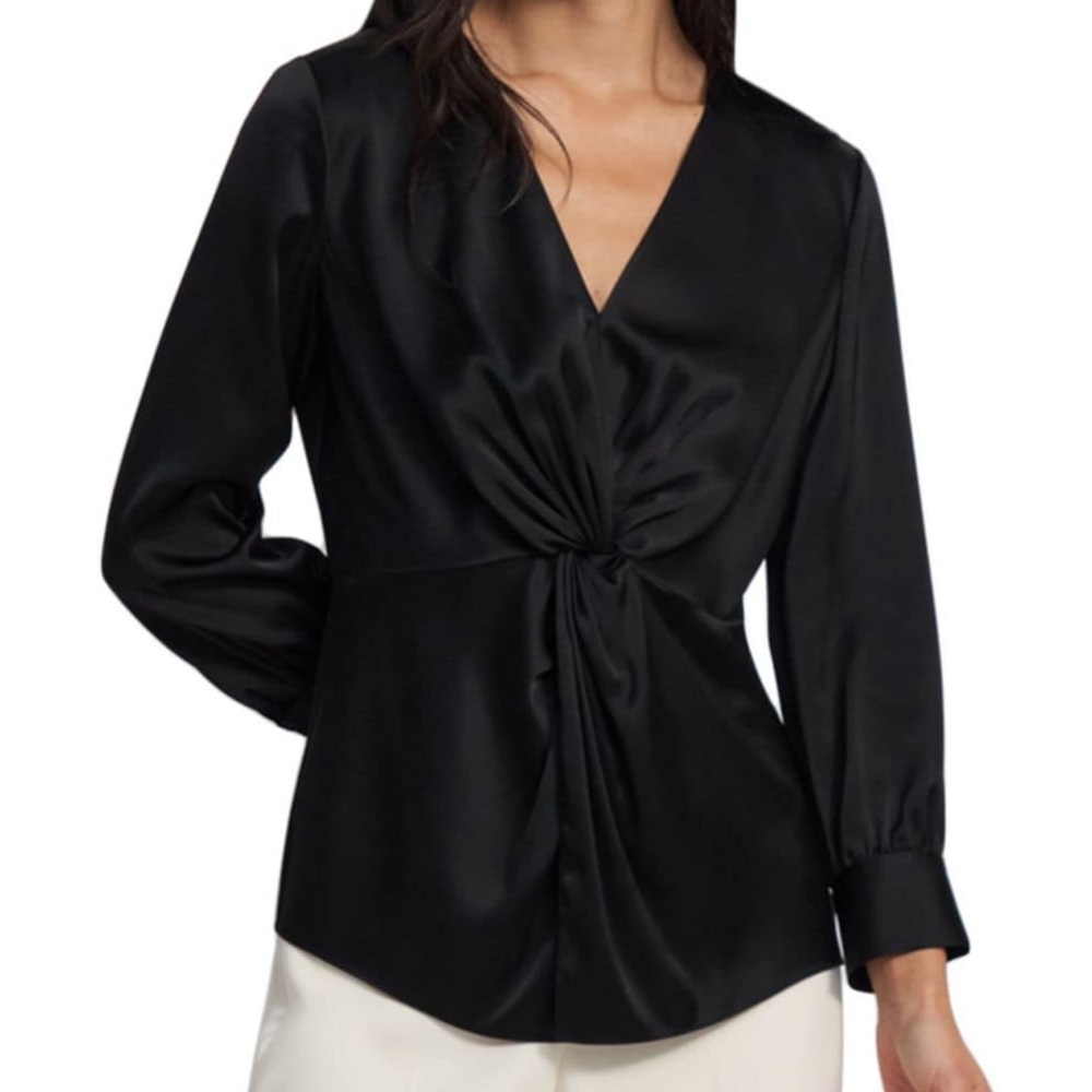 Theory Black Twist-Front Blouse